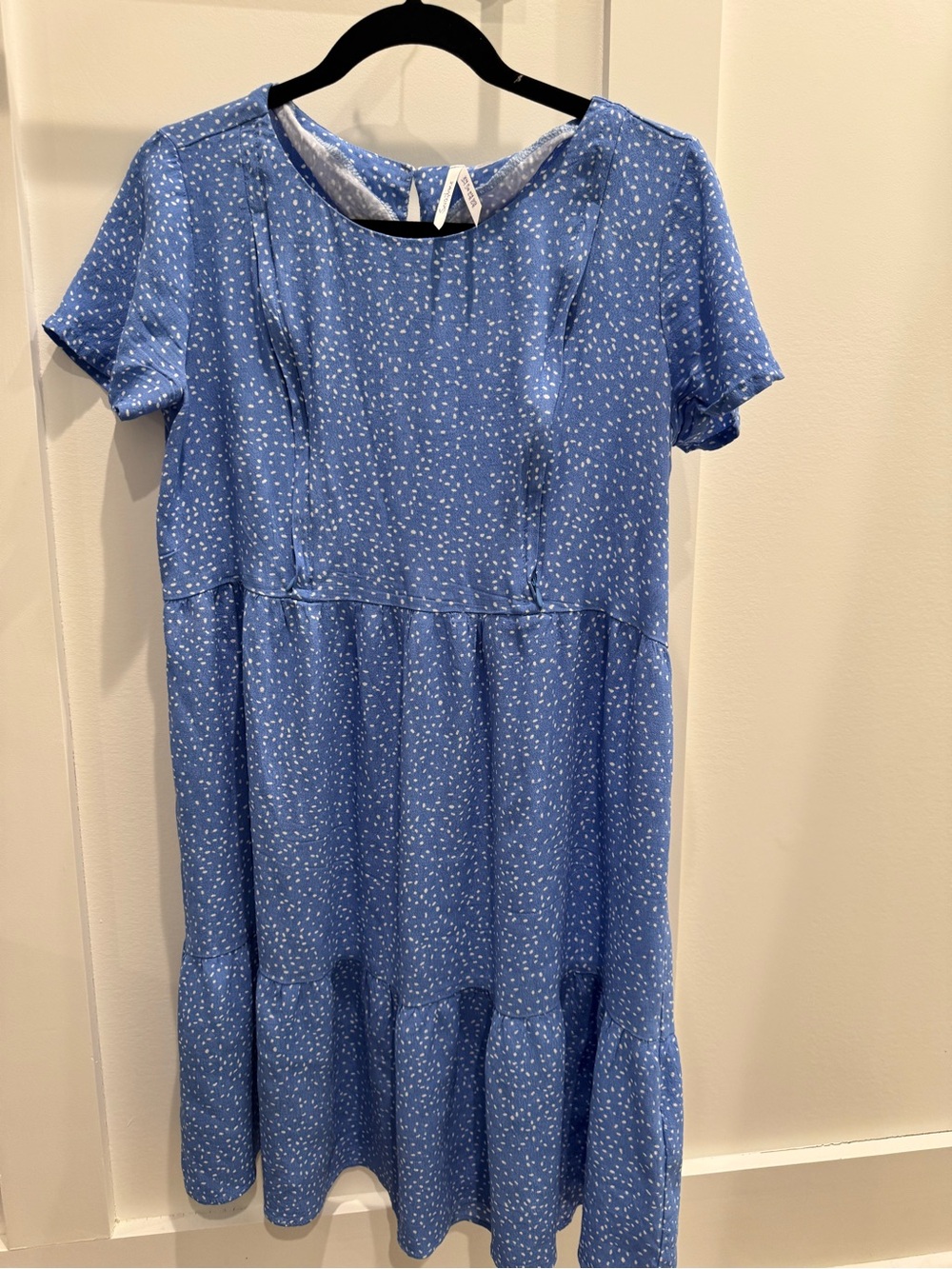 Seraphine Blue Dress with White Speckle Print Size 8 - Picture 2 of 4